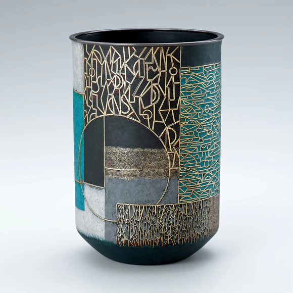Opaque cloisonne flower vessel. “Melody”