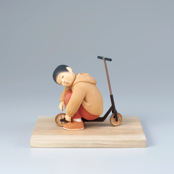 “Playing Alone” Ceramic Sculpture with Polychromy