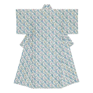 Kimono with design in stencil-resist picture dyeing. “Brilliant freesia”
