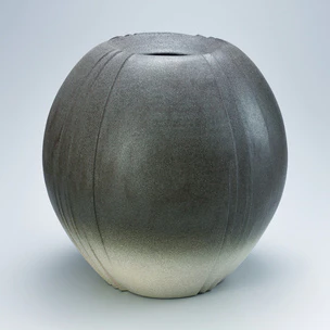 393 人気作家 森勝資 作 彩瓷扁壷 花器 壺 日本工芸会正会員 共