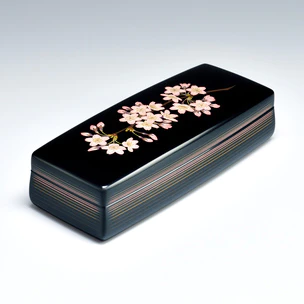 Box of rantai with design in kinma. “Cherry blossoms”
