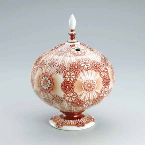 赤絵菊華紋大香爐(大杉 幸代)｜ギャラリージャパン