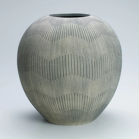 彩泥変り縞文壺(宮地 陶博)｜ギャラリージャパン