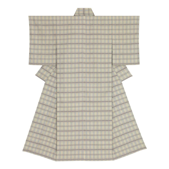 Kimono of cotton fūtsū. “Iris”