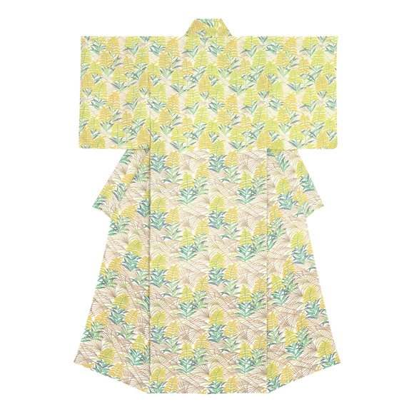 Kimono with design in stencil-resist picture dyeing. “Autumn evening scene”