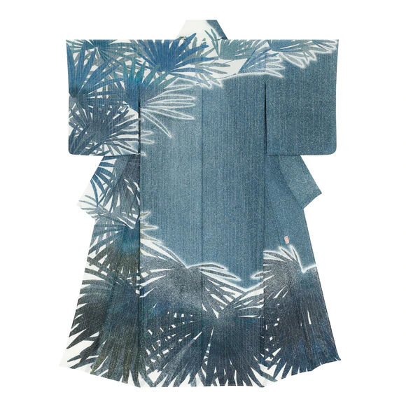 Formal kimono with design in yūzen dyeing. “Evening shower”