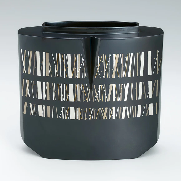 Flower vessel with design in inlay. “Forest”