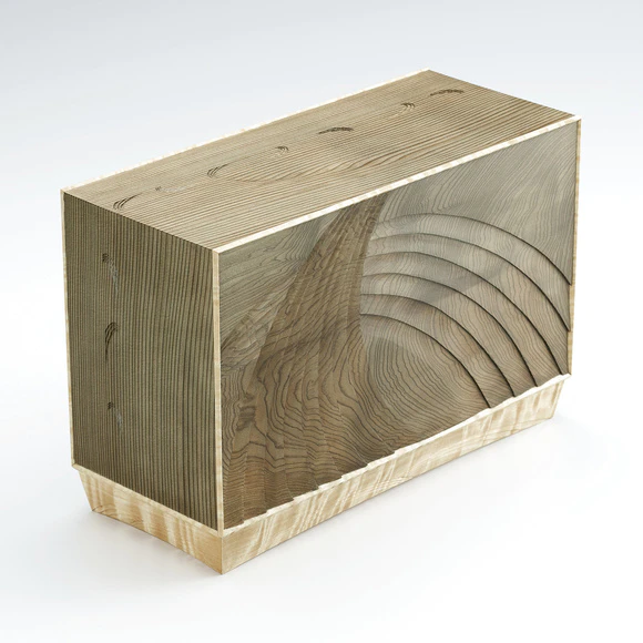 Box of jindai cedar wood with carved design.