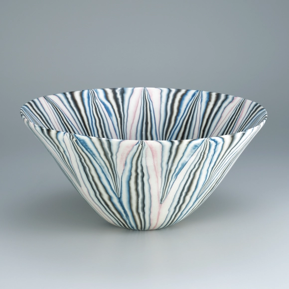 Marbled Ware Bowl with Open Flower Design