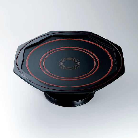 Octagonal footed plate made by bending work.