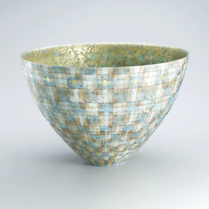 Flower vessel with overglaze enamel and gold decoration.