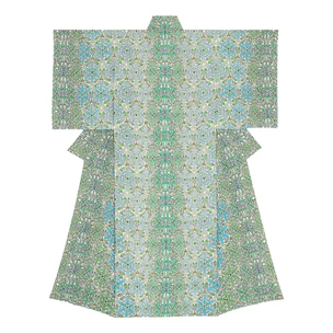 Kimono with design in stencil resist picture dyeing. “Story”