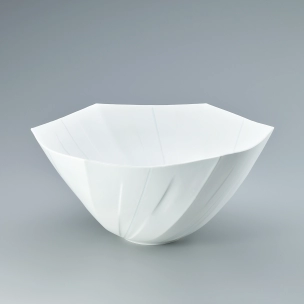 Flower vessel with glaze inlay.
