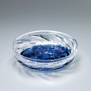 Cut glass flat bowl. “Choppy water”