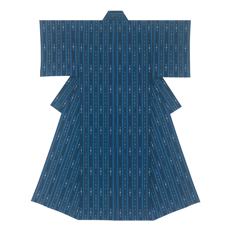 photo Kimono of Kurume kasuri. “Light of forest・sound of rain”