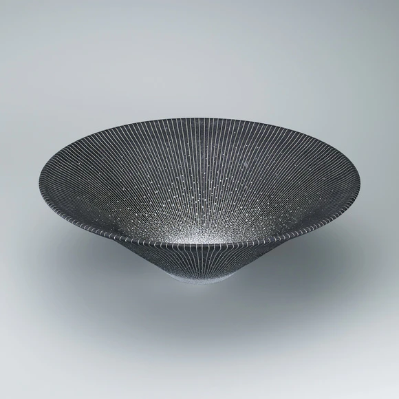 Bowl with Colored Slip, Inlay and Dot Decoration "Water Flower"