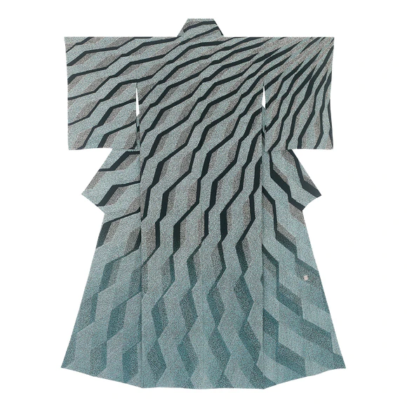Formal kimono with design in yūzen dyeing. “Ridge lines”