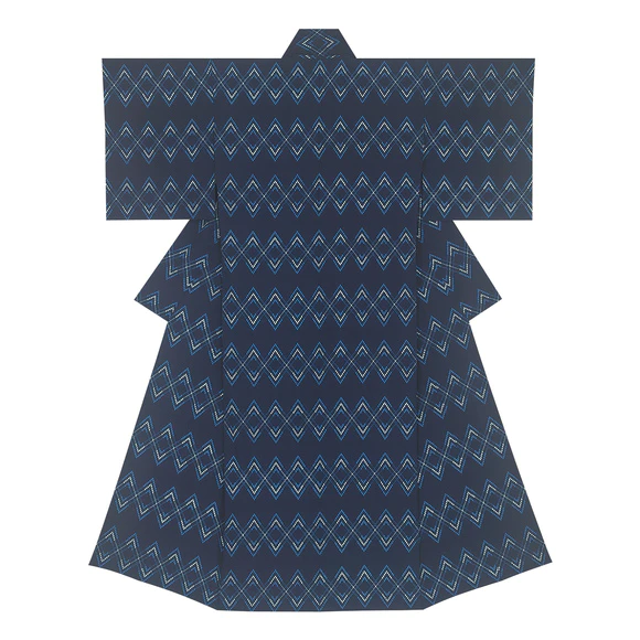 Kimono of Kurume kasuri. “Moving through a quiet night”