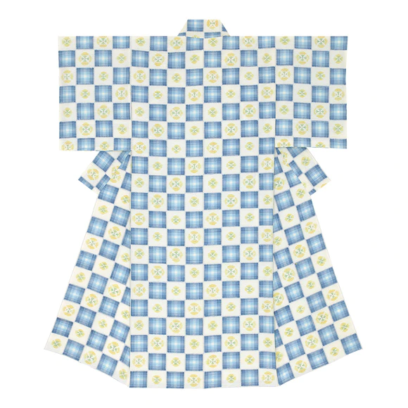 Kimono of tsumugi. “Evening primrose”