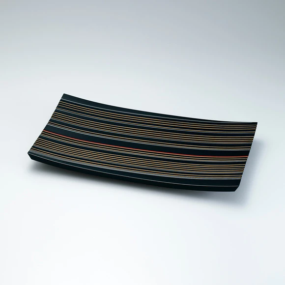 Food vessel of Japanese cypress wood with gold decoration.