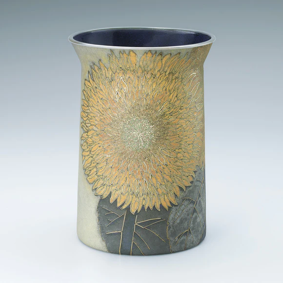 Opaque cloisonne flower vessel. “Color of summer”