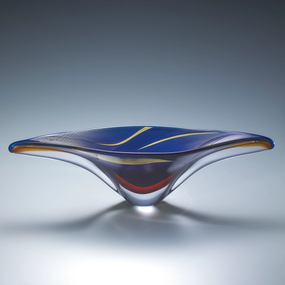 線刻硝子花器「青嶺」