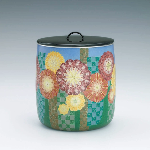 Cloisonne tea ceremony fresh water jar. “Fine autumn day”