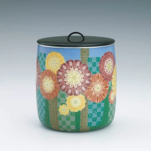 Cloisonne tea ceremony fresh water jar. “Fine autumn day”