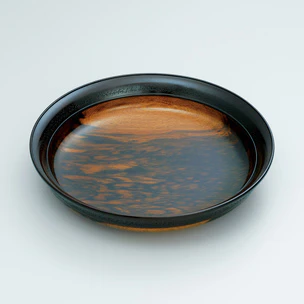 Dish of Black Persimmon Wood and Jindai Katsura Wood Used in Combination