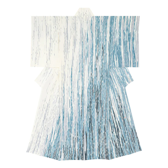 Formal kimono with design in yuzen dyeing. “Narutaki waterfall”