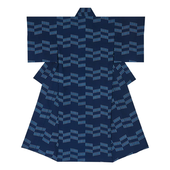 Kimono of Kurume kasuri. “Lanterns”