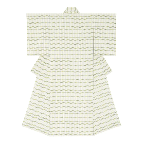 Kimono of tsumugi. “Summer breeze with smell of fresh verdure”