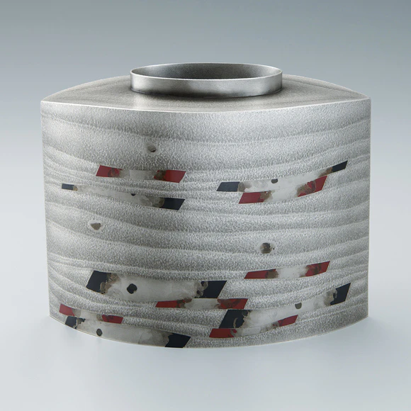 銀銅赤銅接合花器「赤い海」(大角 幸枝)｜ギャラリージャパン