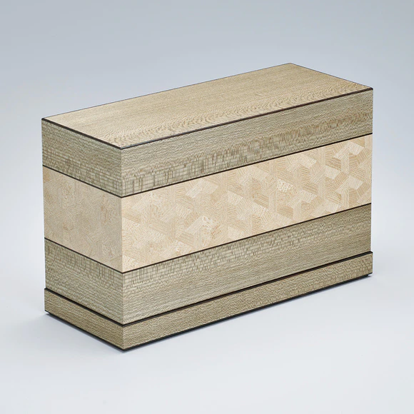 Coffer of Elm Wood with Design in Marquetry
