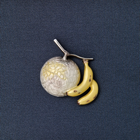 Obi sash decoration in shape of melon and bananas. 