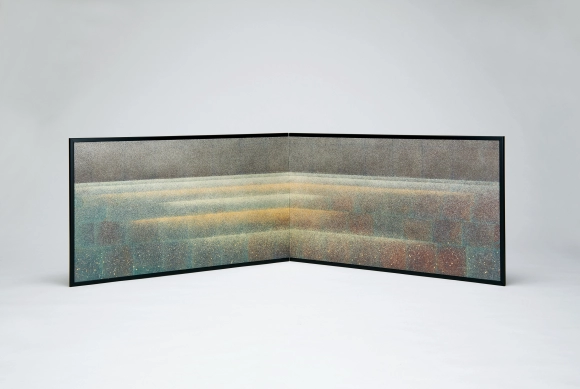 Screen for tea ceremony brazier with sunago. “Vast sea”