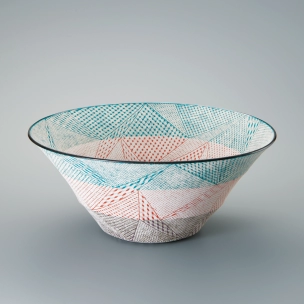 Bowl with overglaze enamel and silver decoration.
