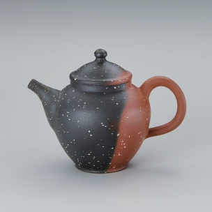 梨皮朱泥窯変茶銚