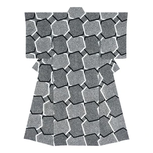 Kimono with design in yuzen dyeing. “Topological checkered hexagonal pattern”