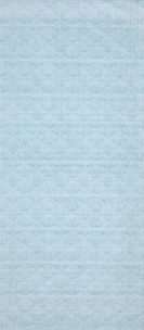 Ra gauze with openwork design on blue green ground. “Woven fence”