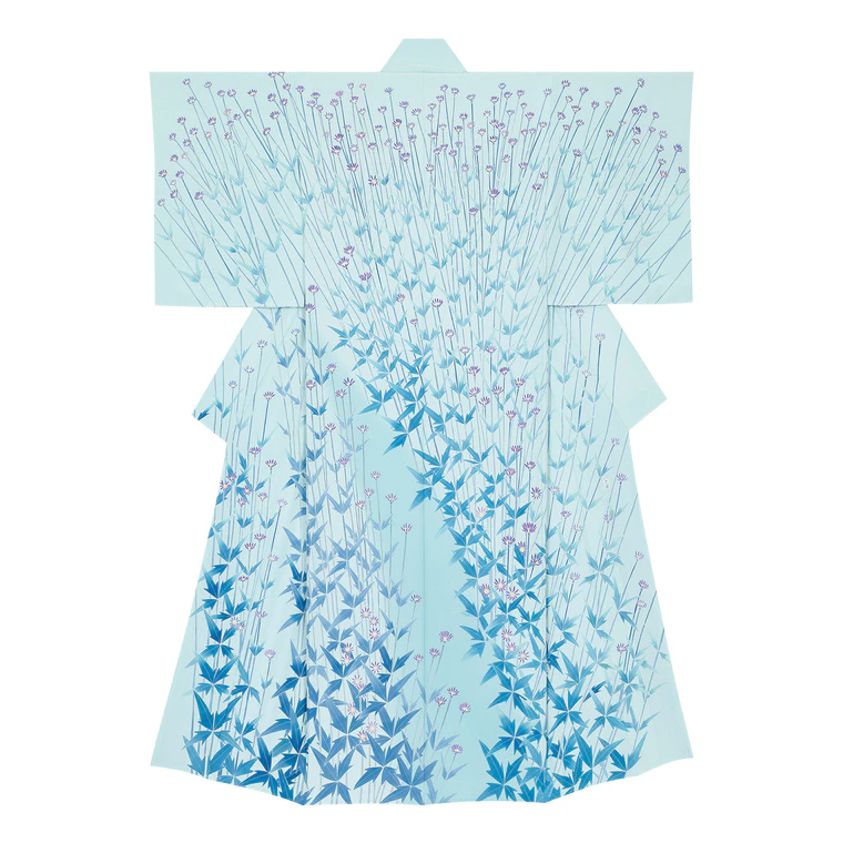 photo Formal kimono with design in yūzen dyeing. “Small beings”