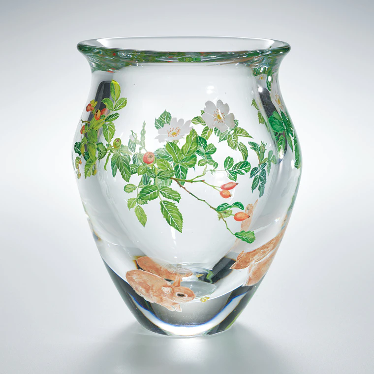 photo Glass flower vessel. “Rabbits”