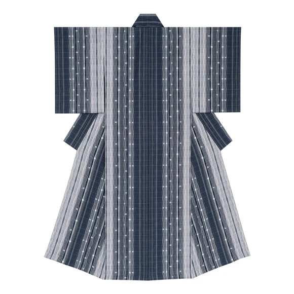 Kimono of ondule weave cloth. “Light of fireflies”