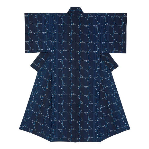 エリーザ　小花の地紋が美しい色無地◆濃紺◆ 久留米絣着物「晄の旋律」(松枝 小夜子)｜ギャラリージャパン