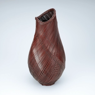 岡田節哉作 手付 籠花入 花器 茶道具 日展入選 日本工芸会推薦 昭和の竹工芸家 岡田節哉作 手付 籠花入 花器 茶道具 日展入選 日本工芸会推薦 昭和の