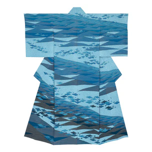 友禅訪問着「波に魚」