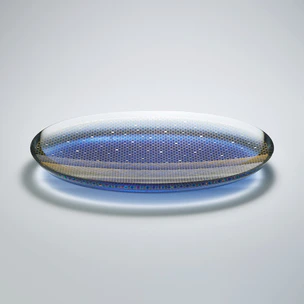 Glass plate with kirikane decoration. “Snowing”