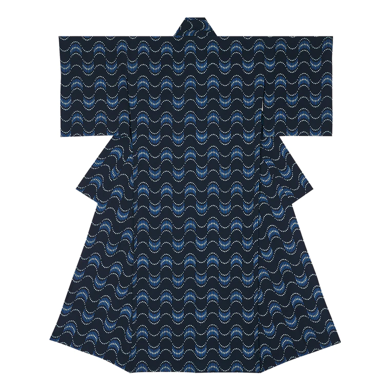 photo Kimono of Kurume kasuri  “Hear the sound of rain”