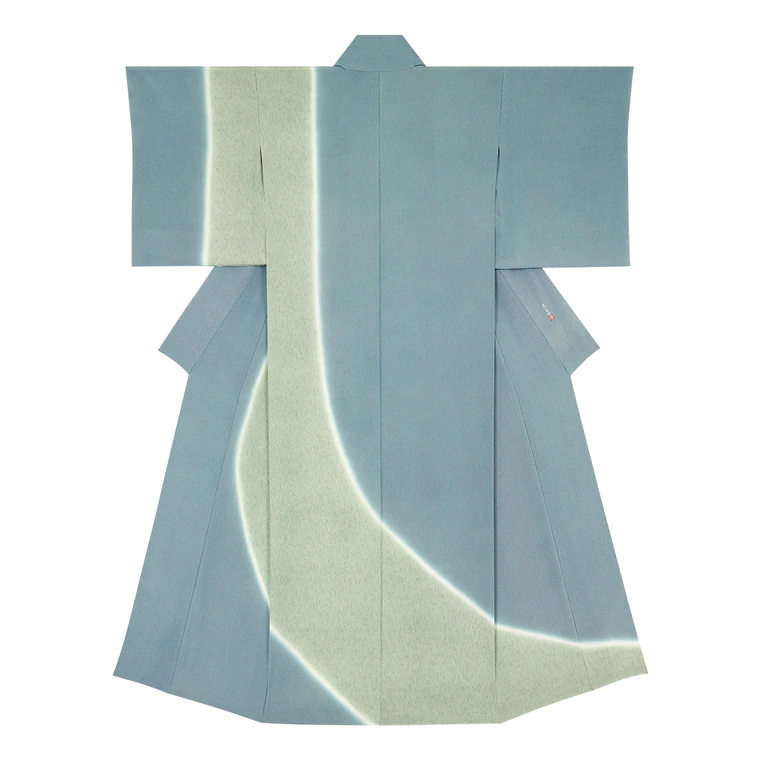 photo Kimono with Edo komon dyed from both sides “Like the flow of river”