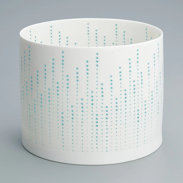 photo Flower vessel with glaze inlay technique “Shower”